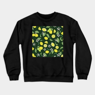 lemons on dark green Crewneck Sweatshirt